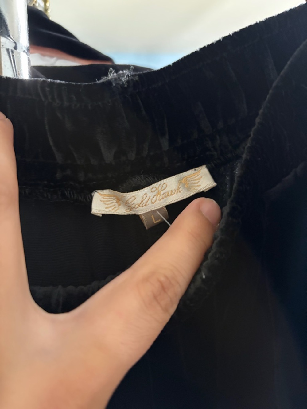 Gold Hawk Black Cropped Velvet Pants - Black